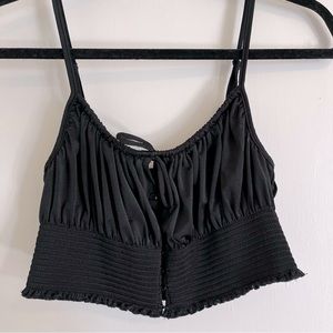 Urban Outfitters Black Ruched Crop Tank Size L